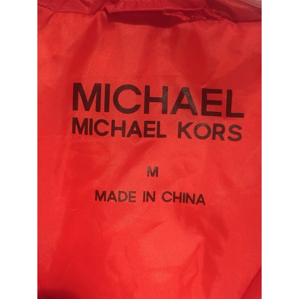 Michael Kors Red Quilted Fitted Hooded Puffer Jacket Coat Womens M Cozy Casual - Picture 4 of 7